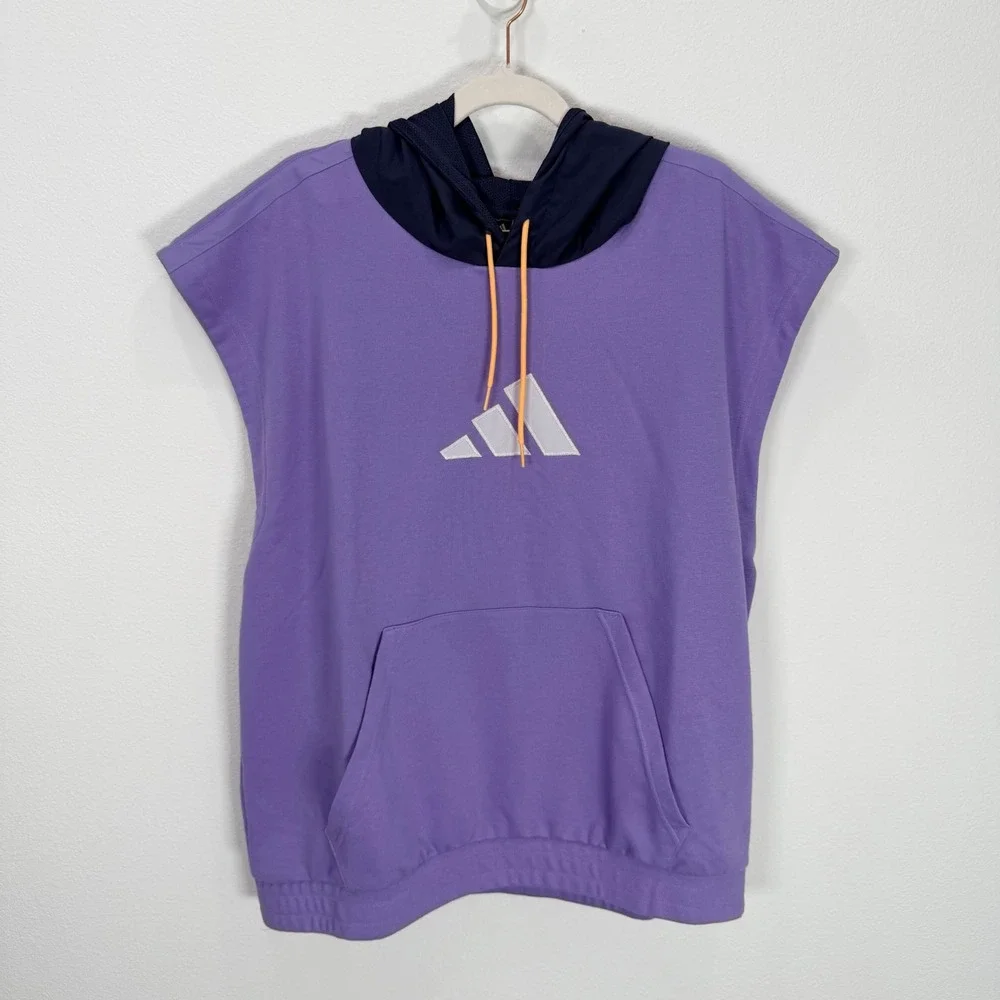 Adidas Mens Purple Sleeveless Basketball Hoodie Sweatshirt Large Magic Lilac